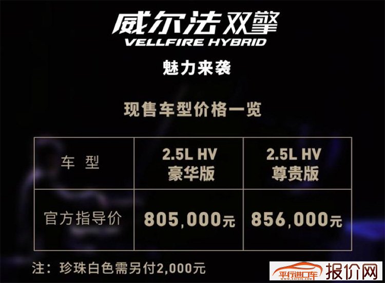 上海车展：丰田威尔法双擎正式上市 售80.5-85.6万元