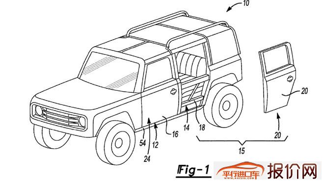 福特全新SUV Bronco专利图曝光 或4月纽约车展全球首发